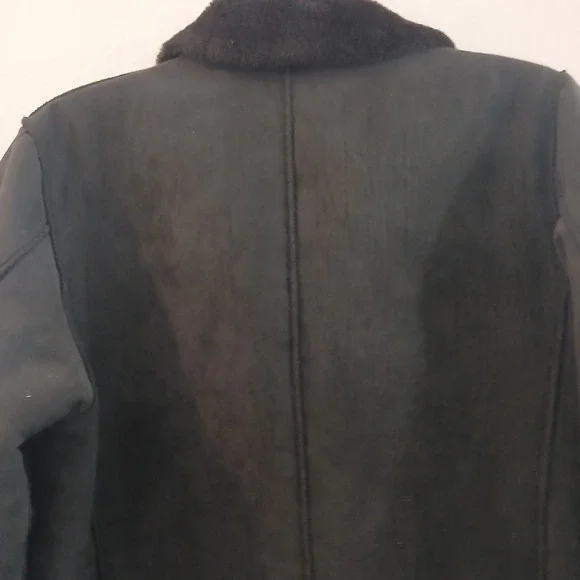 (Relativity) Ladies Jacket Sz M Black Suade Embroidered Flowers Sherpa Lining - Picture 10 of 16